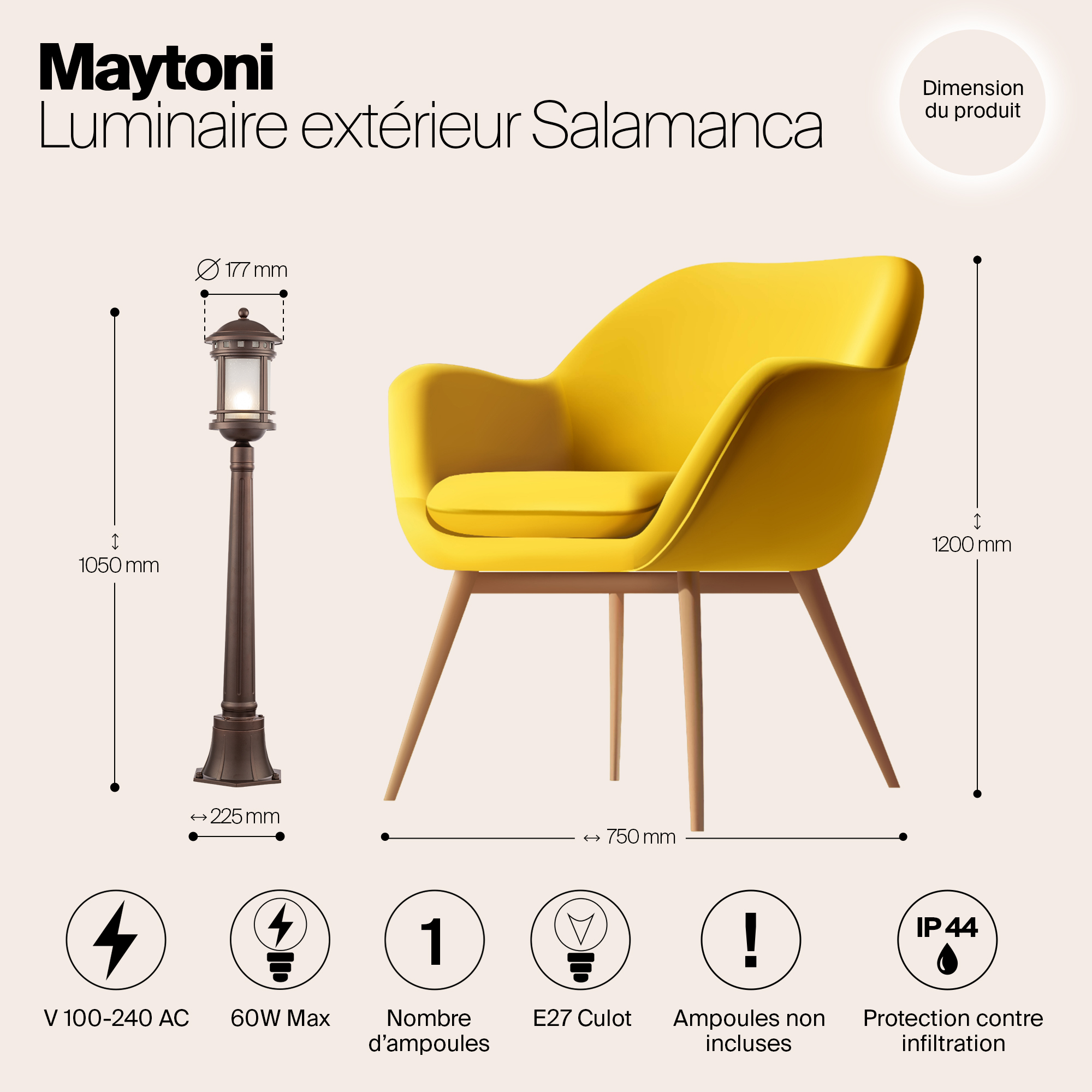 картинка Уличный светильник Maytoni Salamanca O031FL-01BR магазин pro-decor.kz являющийся официальным дистрибьютором в Казахстане картинка Уличный светильник Maytoni Salamanca O031FL-01BR от магазина pro-decor.kz