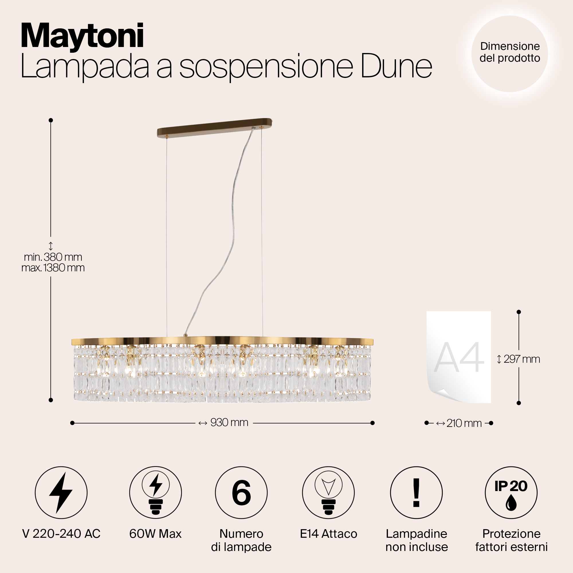 картинка Подвесной светильник Maytoni DIA005PL-06G от магазина pro-decor.kz