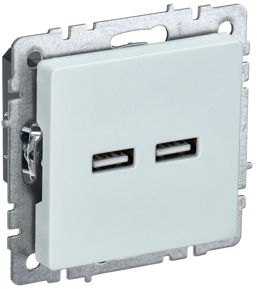 картинка BRITE Роз. USB A+A 3,1А РЮ10-1-БрЖ жемч. IEK от магазина pro-decor.kz