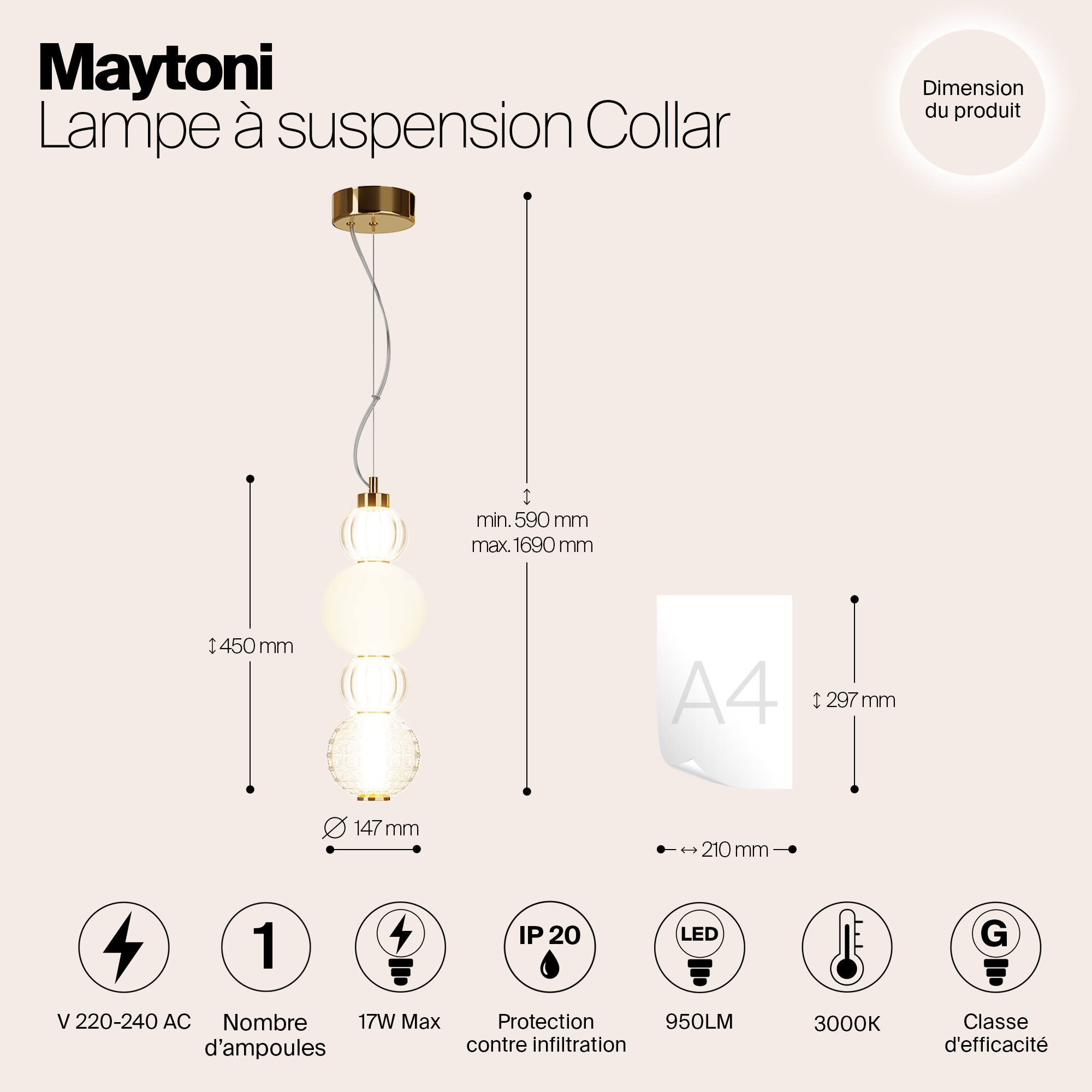 картинка Подвесной светильник Maytoni P069PL-L17G3K от магазина pro-decor.kz