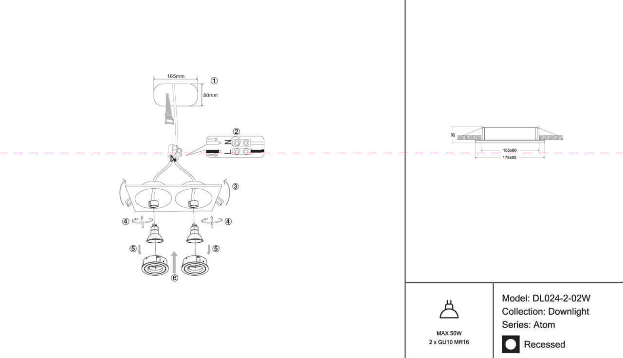картинка Встраиваемый светильник Maytoni Atom DL024-2-02W от магазина pro-decor.kz