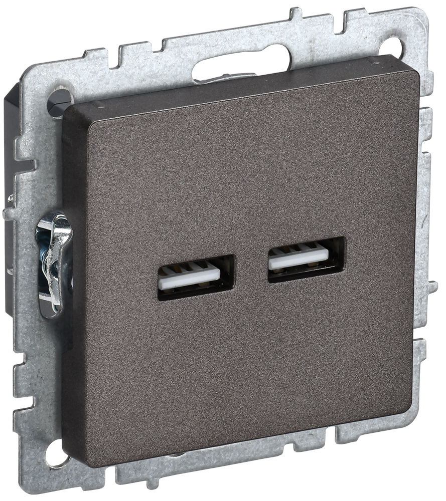 картинка BRITE Роз. USB A+A 3,1А РЮ10-1-БрТБ бр. IEK от магазина pro-decor.kz