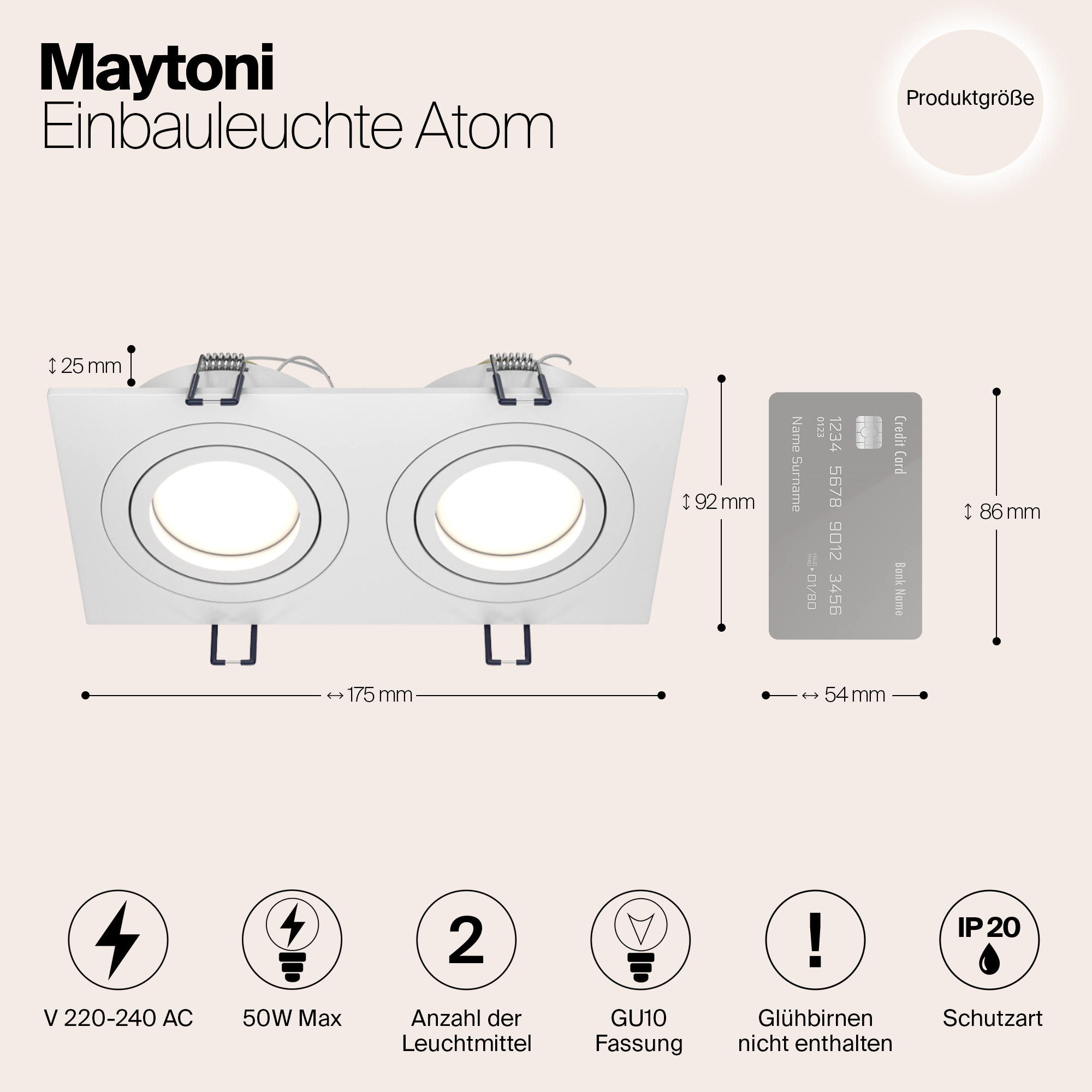 картинка Встраиваемый светильник Maytoni Atom DL024-2-02W от магазина pro-decor.kz