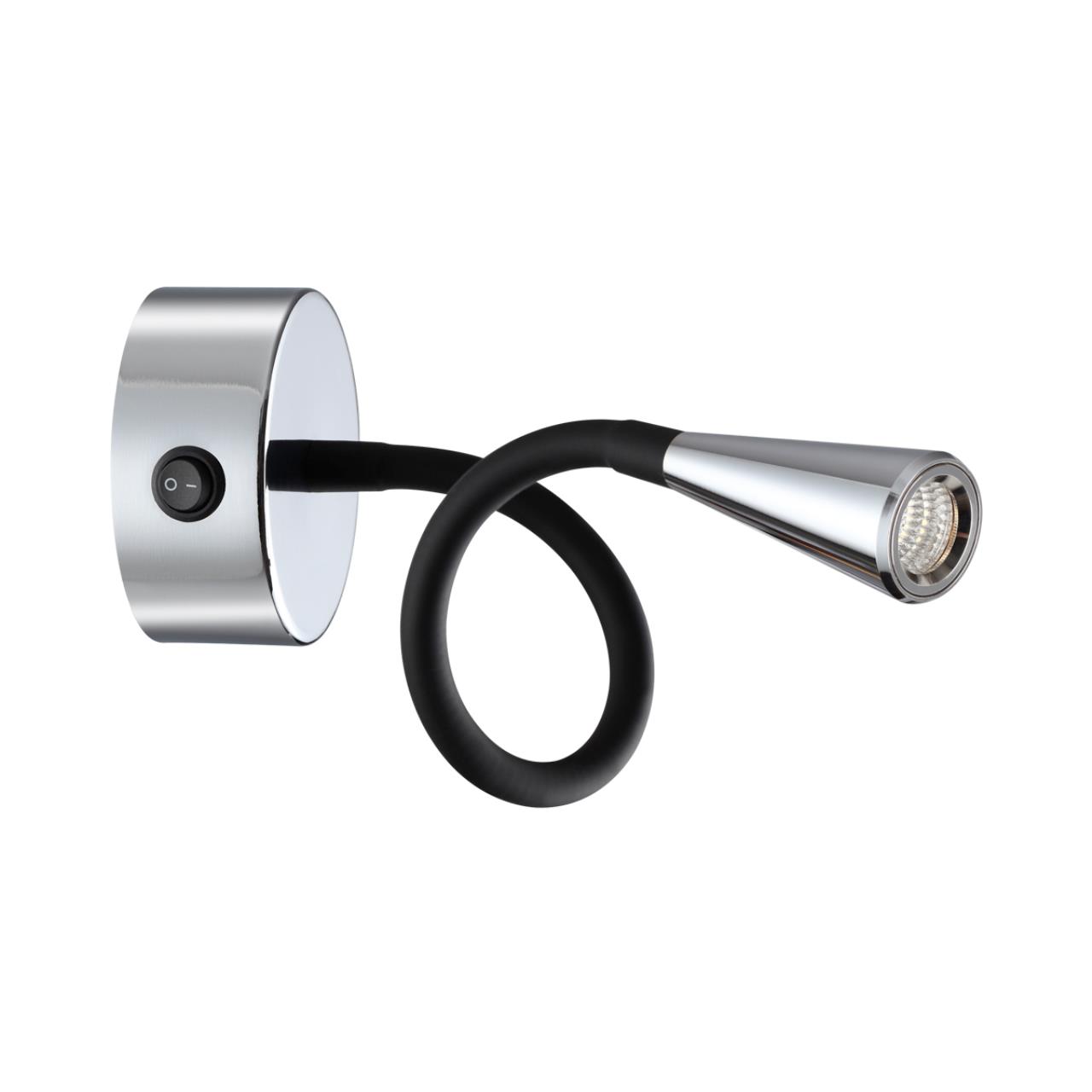 картинка 4348/3WL HIGHTECH ODL23 271 хром полированный/черный/металл Настенный св-к выкл на корпусе IP20 LED 3W 263Лм 3000K ODDS от магазина pro-decor.kz