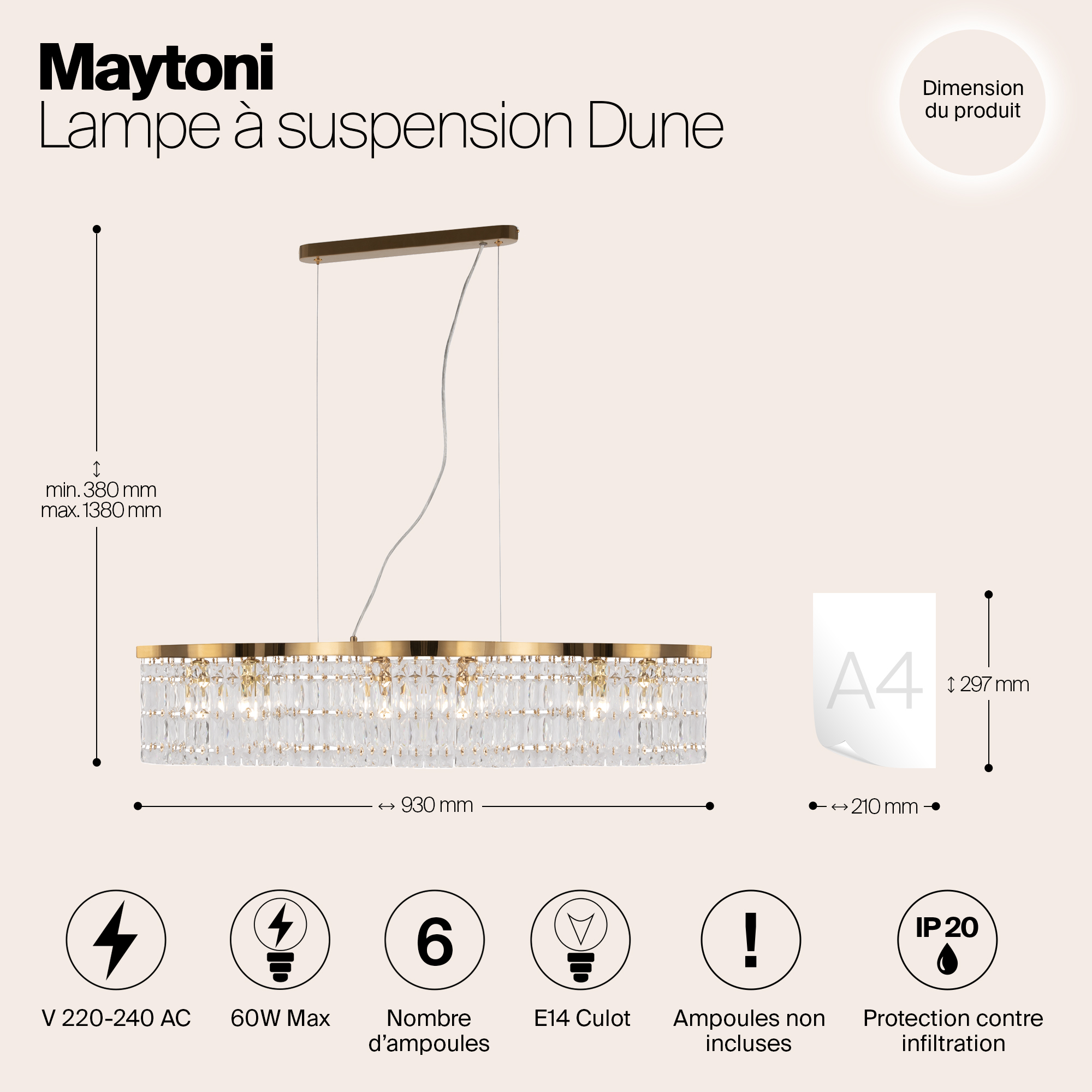 картинка Подвесной светильник Maytoni DIA005PL-06G от магазина pro-decor.kz