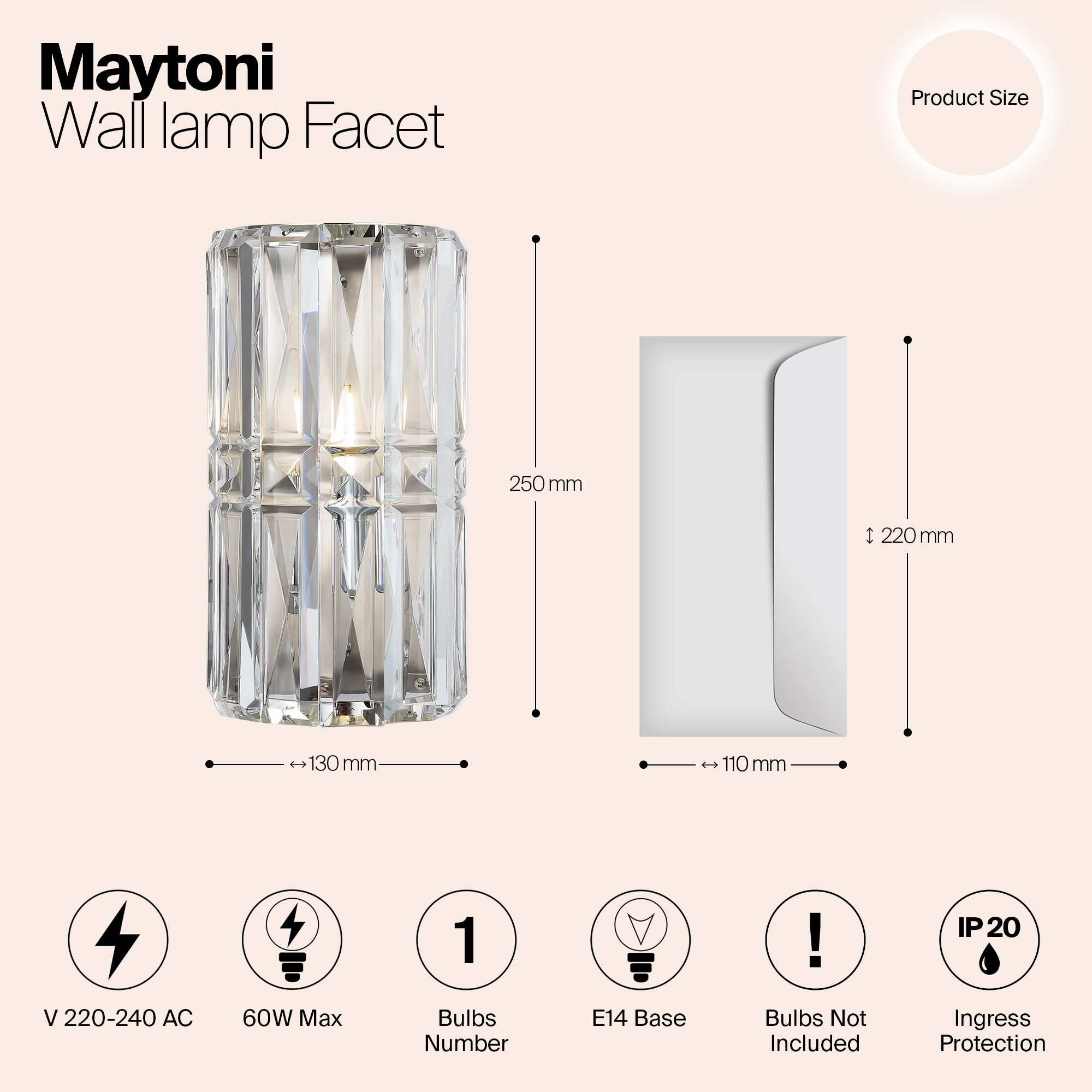 картинка Настенный светильник (бра) Maytoni MOD094WL-01CH от магазина pro-decor.kz
