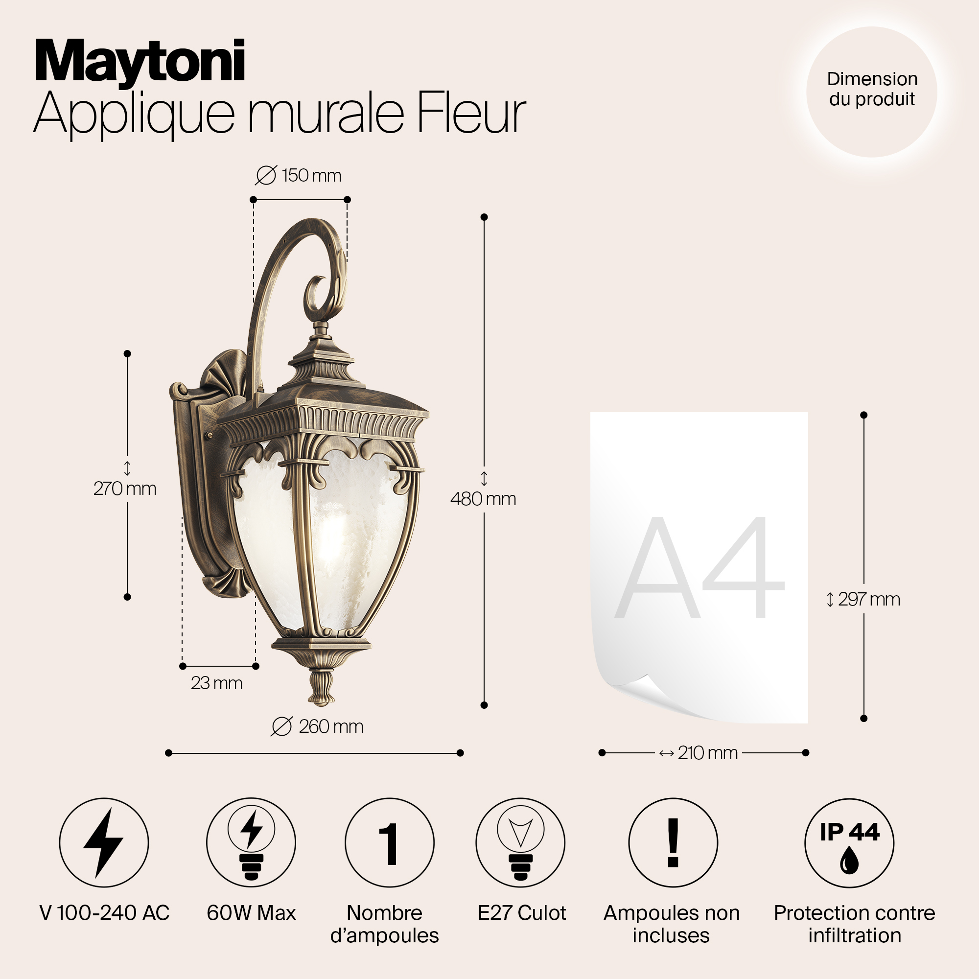 картинка Настенный светильник Maytoni Fleur O414WL-01GB от магазина pro-decor.kz