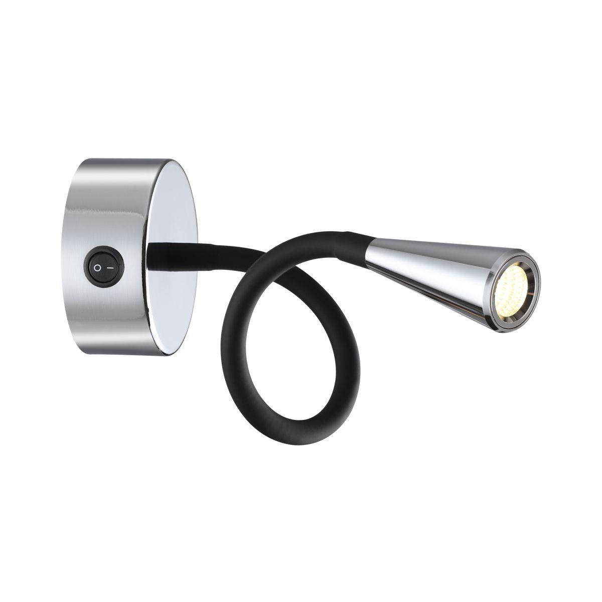 картинка 4348/3WL HIGHTECH ODL23 271 хром полированный/черный/металл Настенный св-к выкл на корпусе IP20 LED 3W 263Лм 3000K ODDS от магазина pro-decor.kz