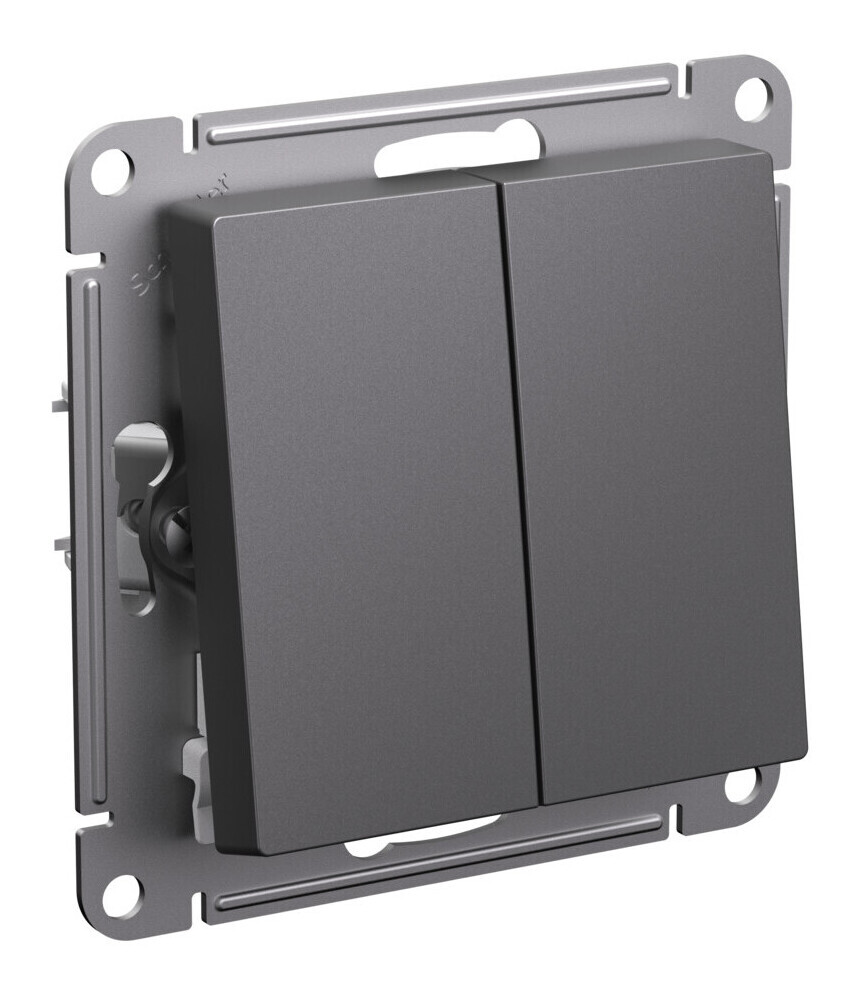 картинка Переключатель 2-клавишный Systeme Electric ATLASDESIGN, скрытый монтаж, базальт, ATN001465 от магазина pro-decor.kz