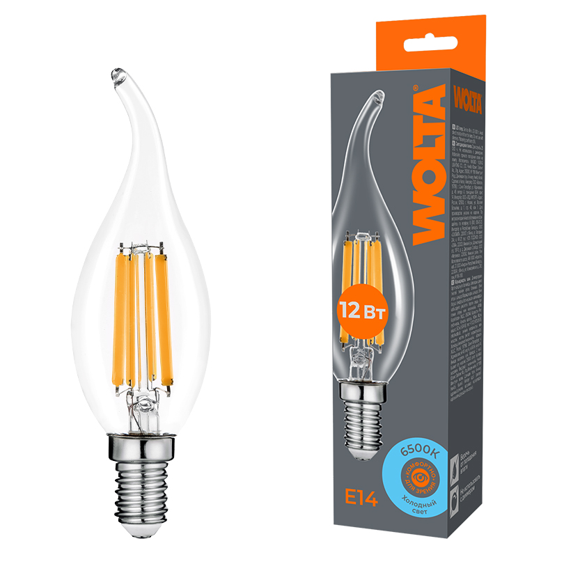 картинка Светодиодная лампа WOLTA Filament WF-CT35-12W6KE14 от магазина pro-decor.kz
