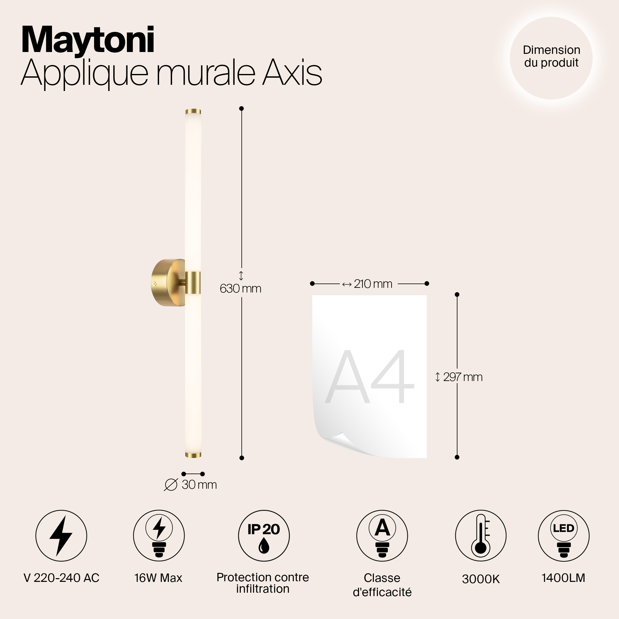 картинка Настенный светильник (бра) Maytoni MOD106WL-L16G3K от магазина pro-decor.kz
