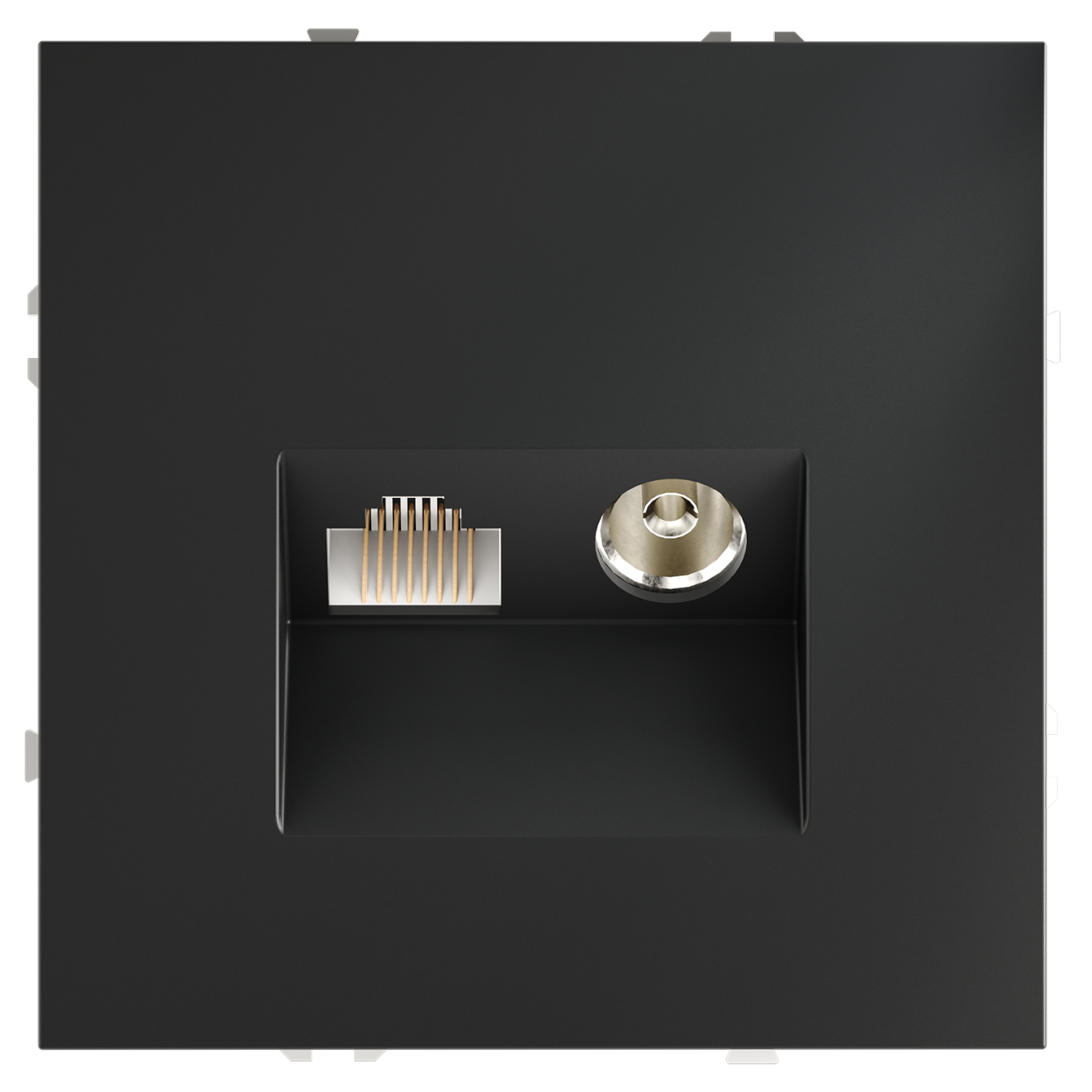 картинка Розетка телевизионная встраиваемая VOLTUM S70 TV+RJ45 кат. 6, (графит) магазин pro-decor.kz являющийся официальным дистрибьютором в Казахстане картинка Розетка телевизионная встраиваемая VOLTUM S70 TV+RJ45 кат. 6, (графит) от магазина pro-decor.kz