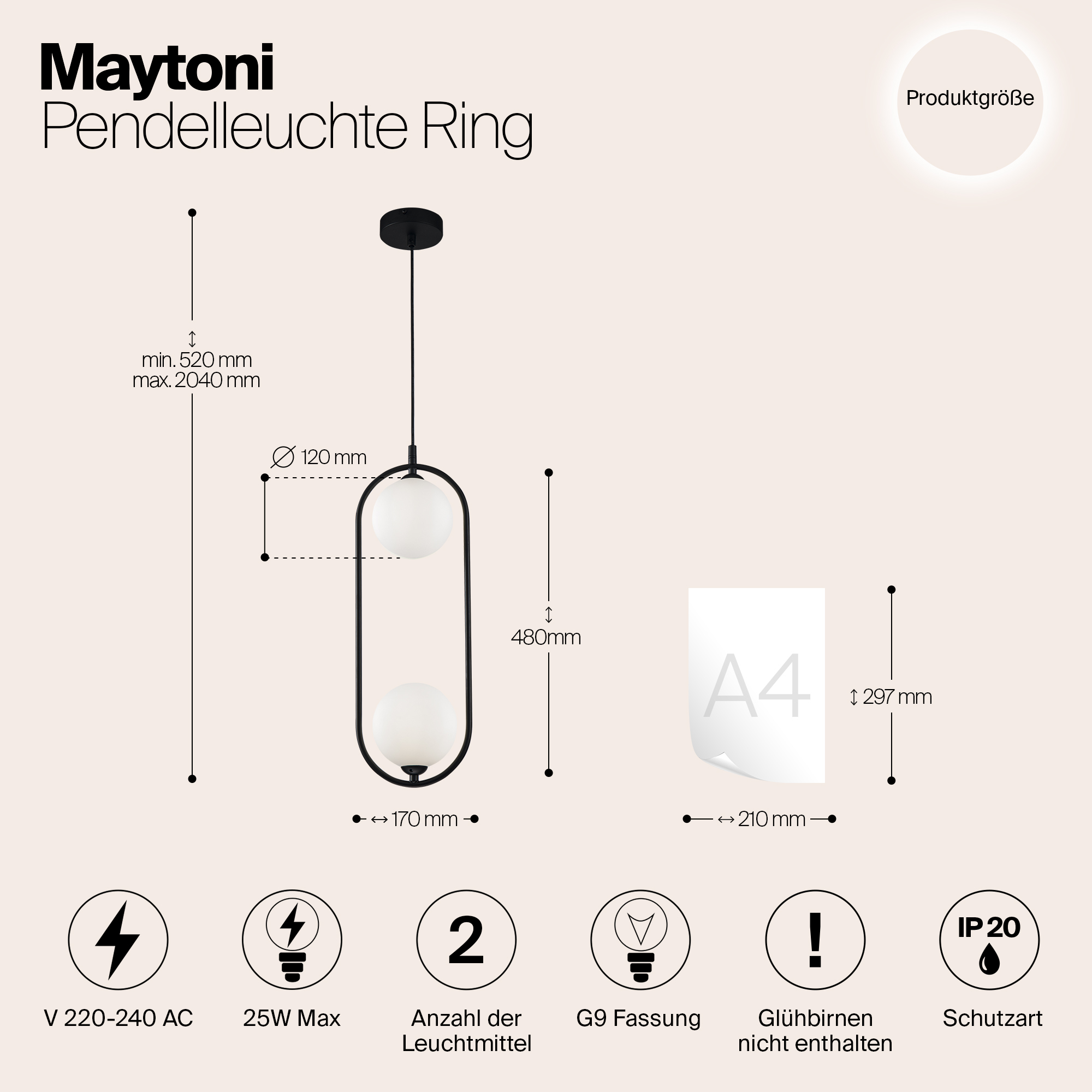 картинка Подвесной светильник Maytoni Ring MOD013PL-02B от магазина pro-decor.kz