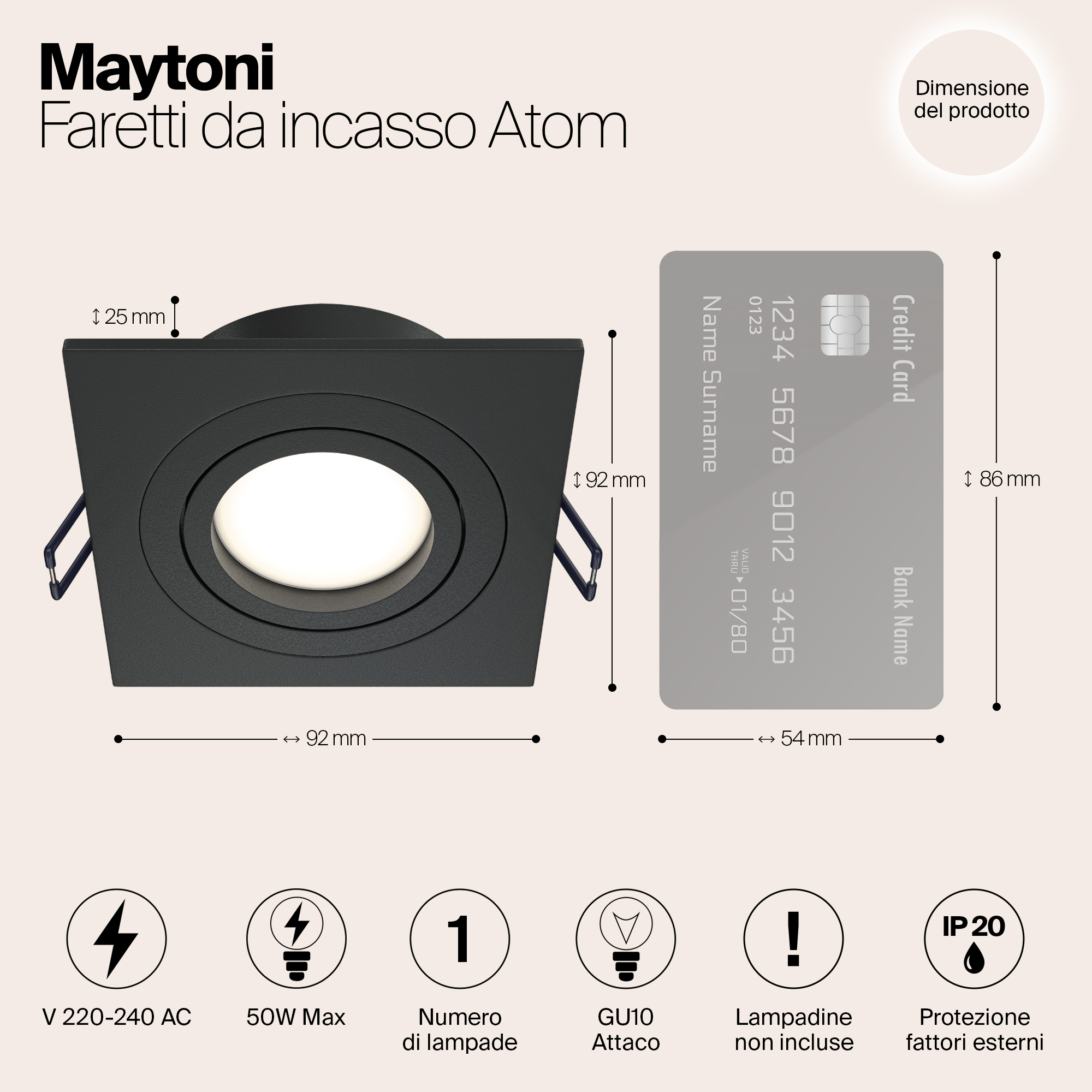 картинка Встраиваемый светильник Maytoni Atom DL024-2-01B от магазина pro-decor.kz