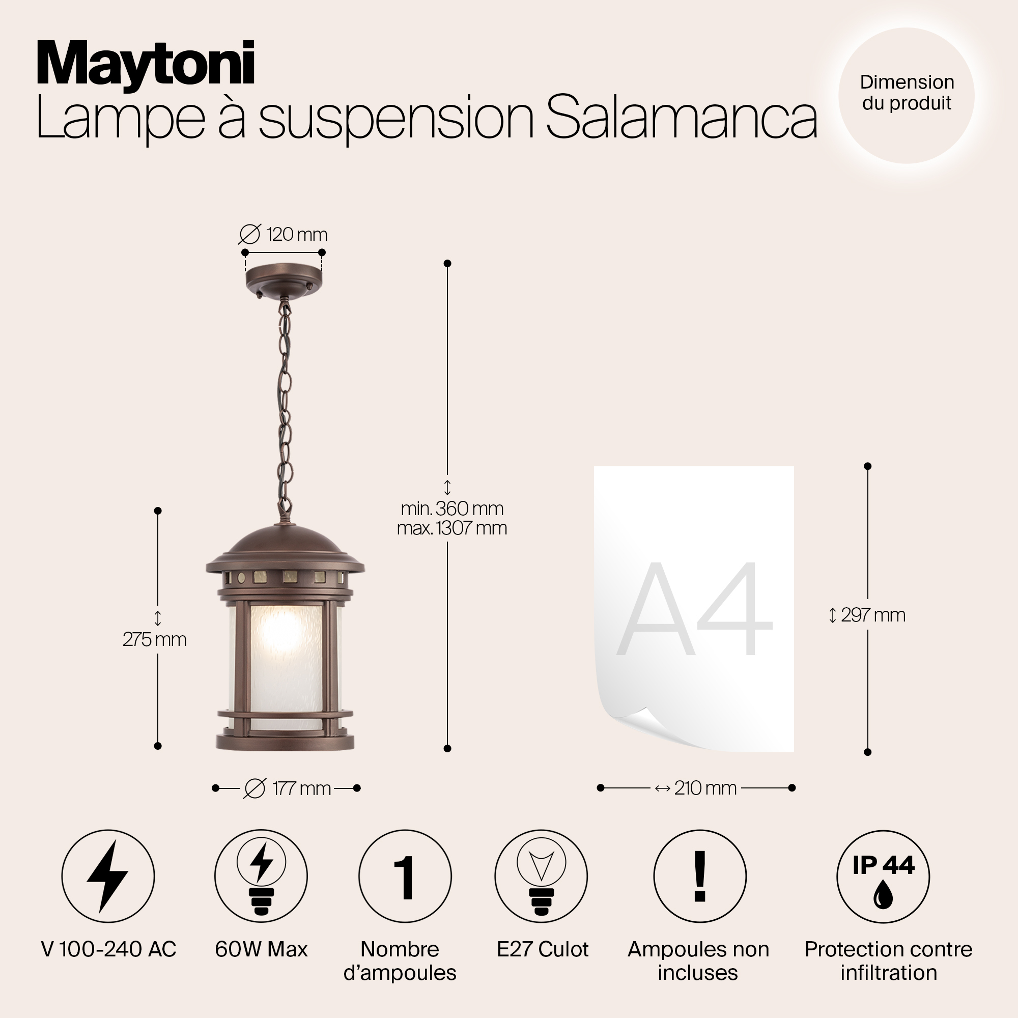 картинка Уличный подвесной светильник Maytoni Salamanca O031PL-01BR магазин pro-decor.kz являющийся официальным дистрибьютором в Казахстане картинка Уличный подвесной светильник Maytoni Salamanca O031PL-01BR от магазина pro-decor.kz