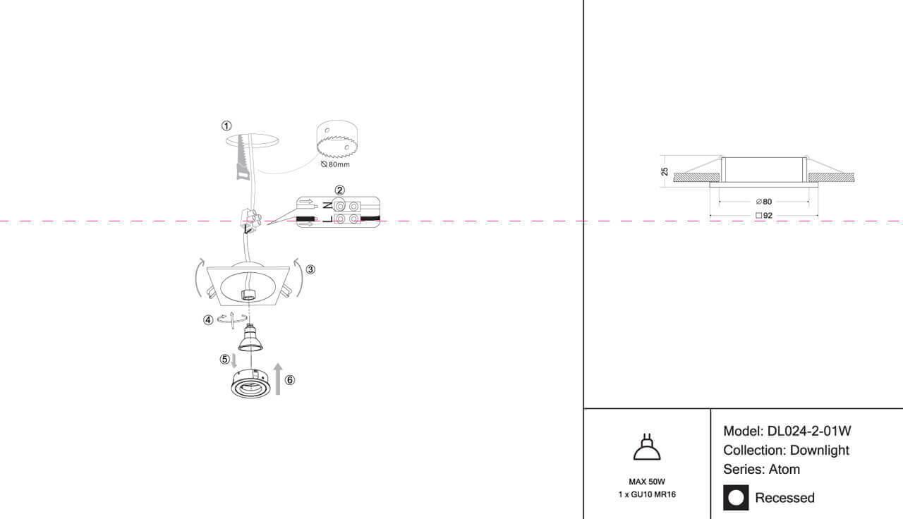 картинка Встраиваемый светильник Maytoni Atom DL024-2-01W от магазина pro-decor.kz