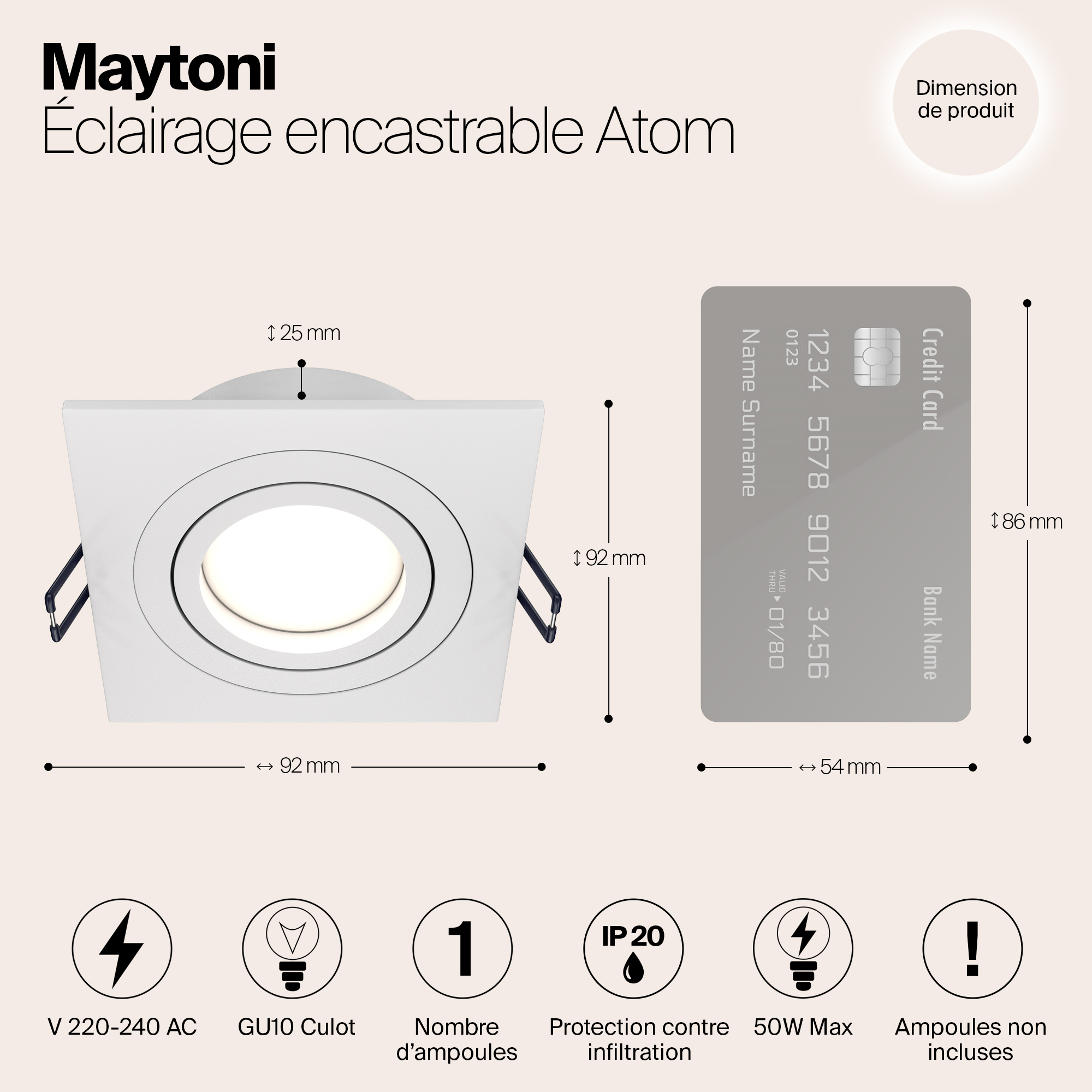 картинка Встраиваемый светильник Maytoni Atom DL024-2-01W от магазина pro-decor.kz