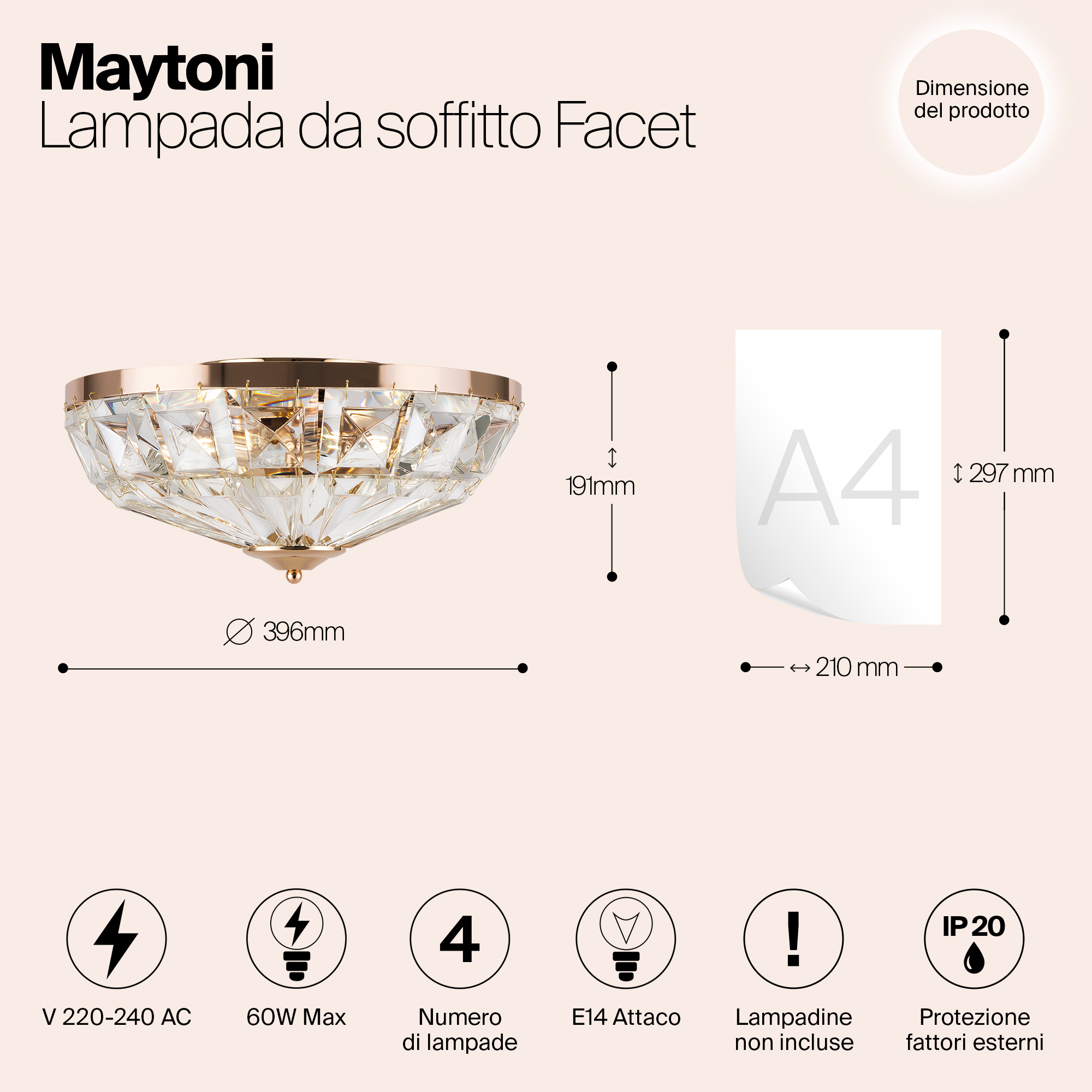 картинка Потолочный светильник Maytoni MOD094CL-04G от магазина pro-decor.kz