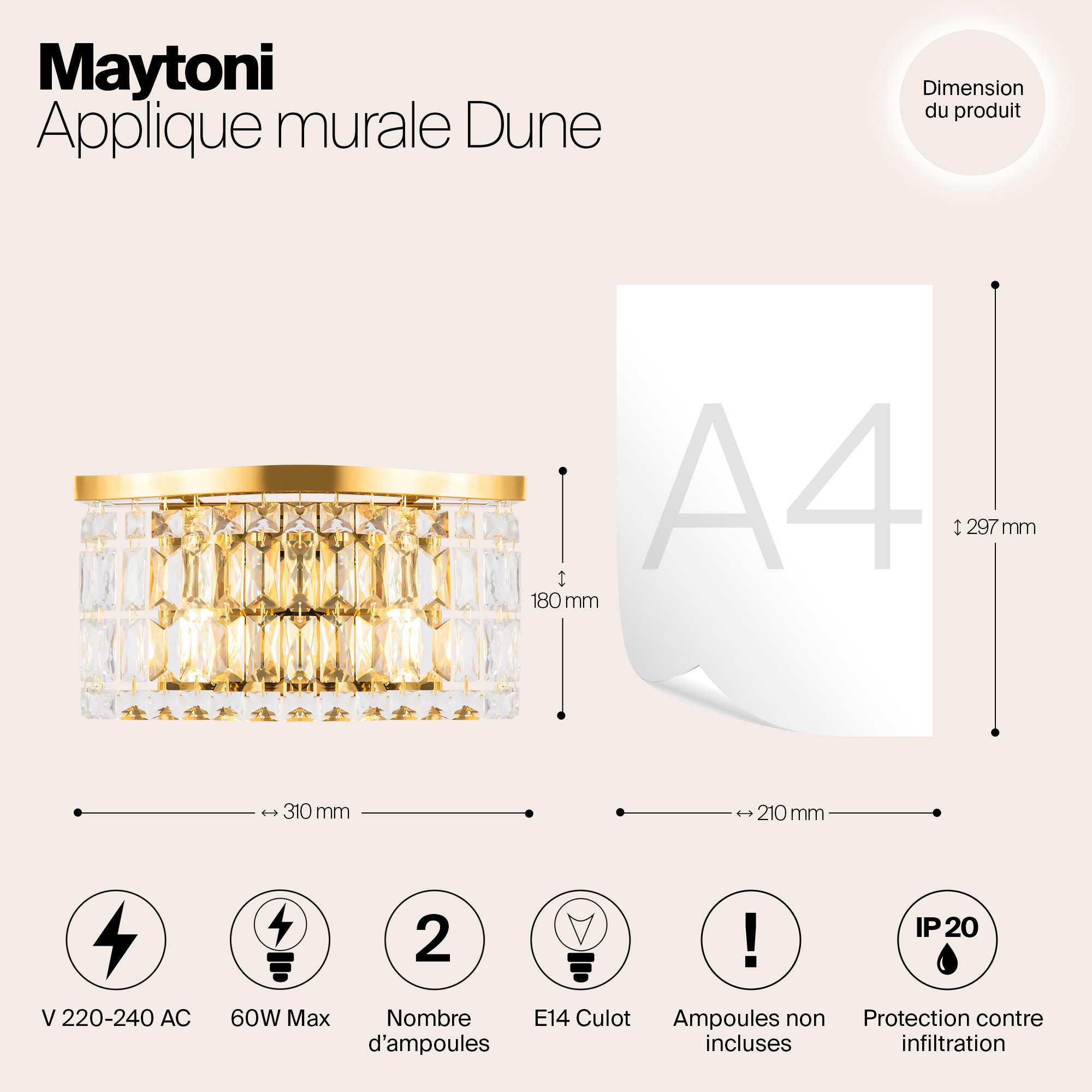 картинка Настенный светильник (бра) Maytoni DIA005WL-02G магазин pro-decor.kz являющийся официальным дистрибьютором в Казахстане картинка Настенный светильник (бра) Maytoni DIA005WL-02G от магазина pro-decor.kz