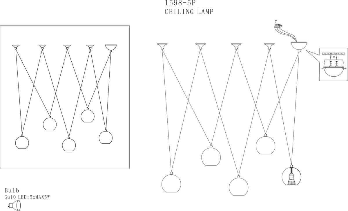 картинка Подвесной светильник Favourite Giallo 1598-5P от магазина pro-decor.kz