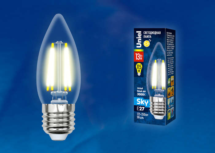 картинка LED-C35-13W/3000K/E27/CL PLS02WH от магазина pro-decor.kz
