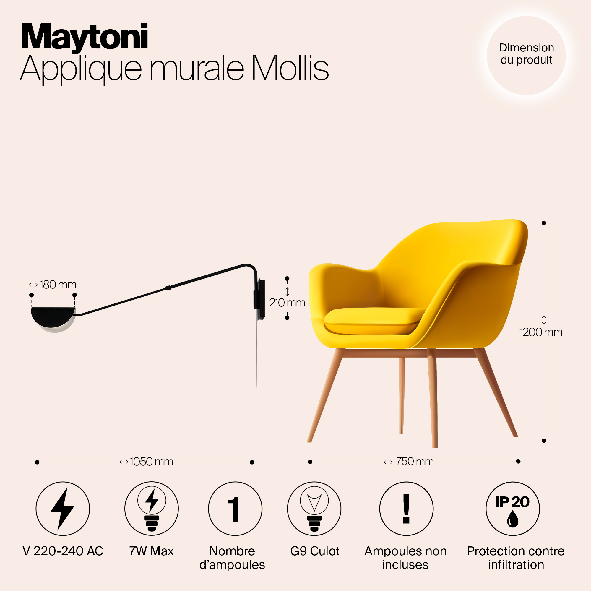 картинка Настенный светильник (бра) Maytoni MOD126WL-01B1 магазин pro-decor.kz являющийся официальным дистрибьютором в Казахстане картинка Настенный светильник (бра) Maytoni MOD126WL-01B1 от магазина pro-decor.kz