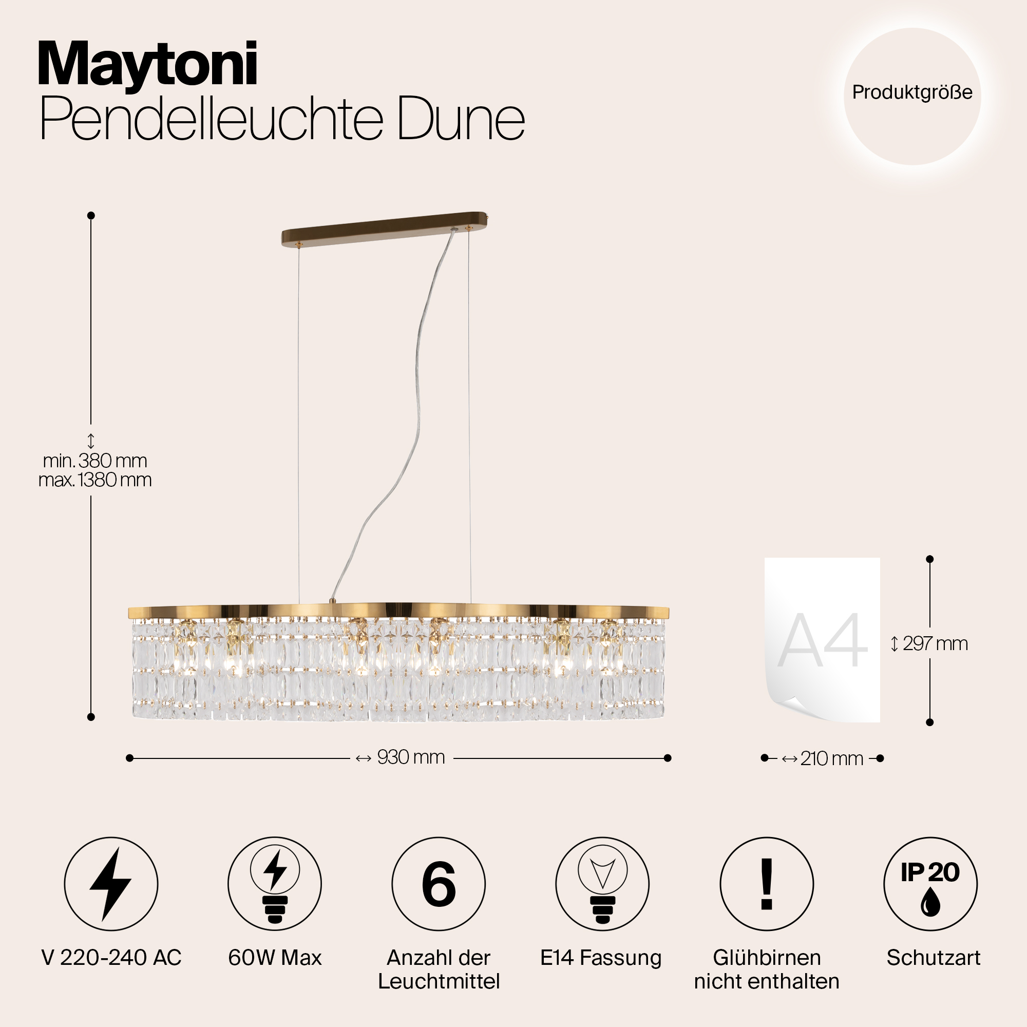 картинка Подвесной светильник Maytoni DIA005PL-06G от магазина pro-decor.kz