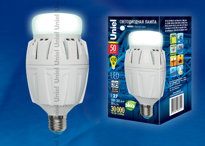 картинка LED-M88-50W/NW/E27/FR ALV01WH картон от магазина pro-decor.kz