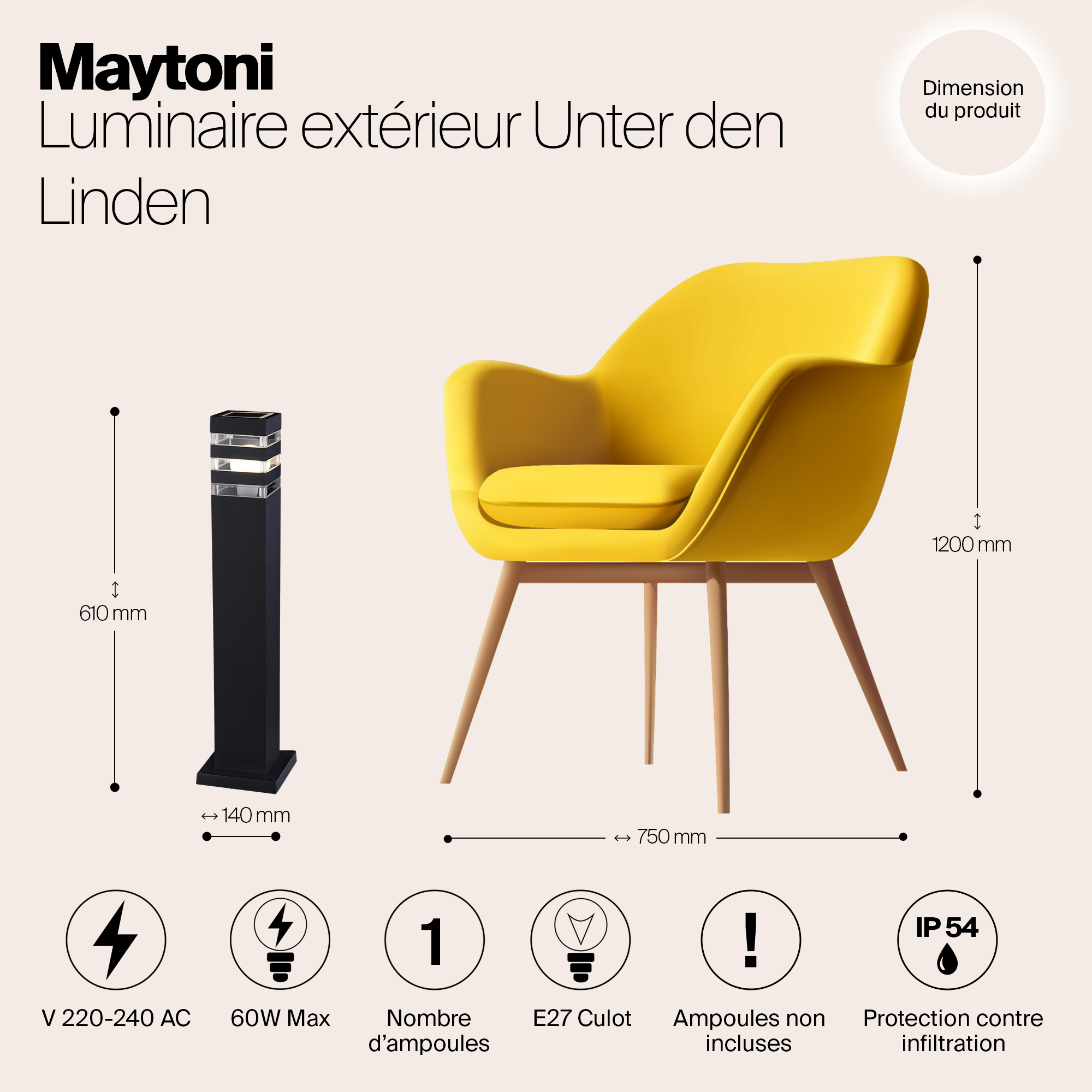 картинка Уличный светильник Maytoni Unter den Linden O578FL-01B от магазина pro-decor.kz
