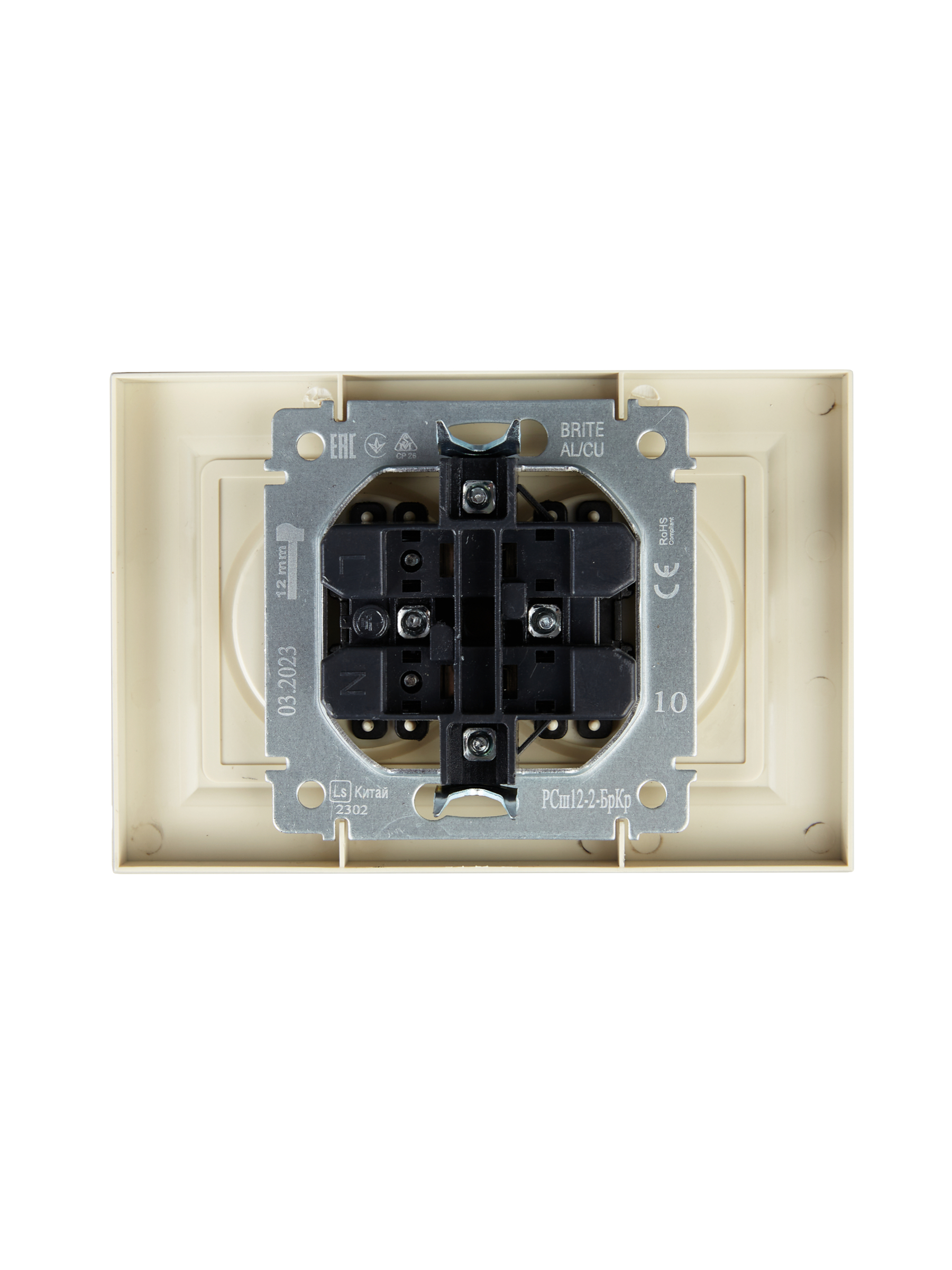 картинка BRITE Роз. 2-я без з/к с з/ш 10А в сб. РСш12-2-БрКр беж. IEK от магазина pro-decor.kz