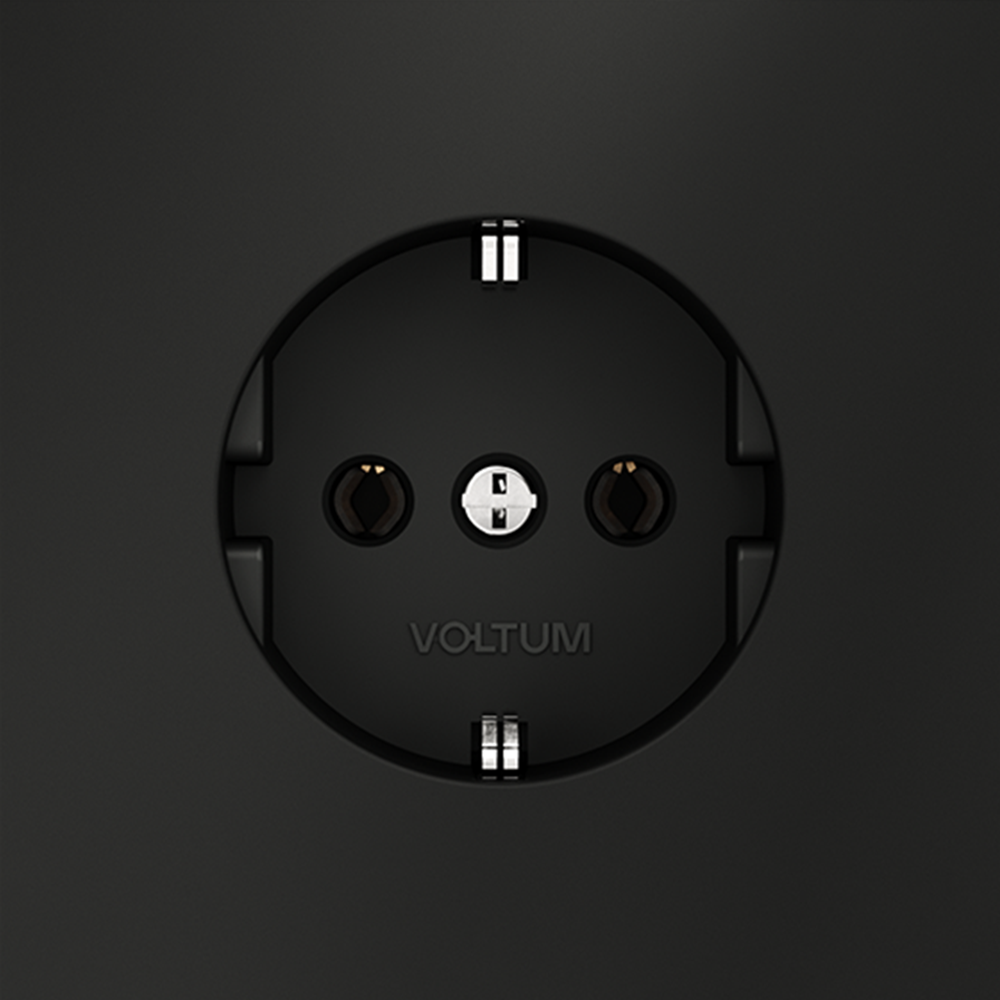 картинка Розетка встраиваемая VOLTUM S70 с заземлением 16А, (черный матовый) VLS040108 от магазина pro-decor.kz