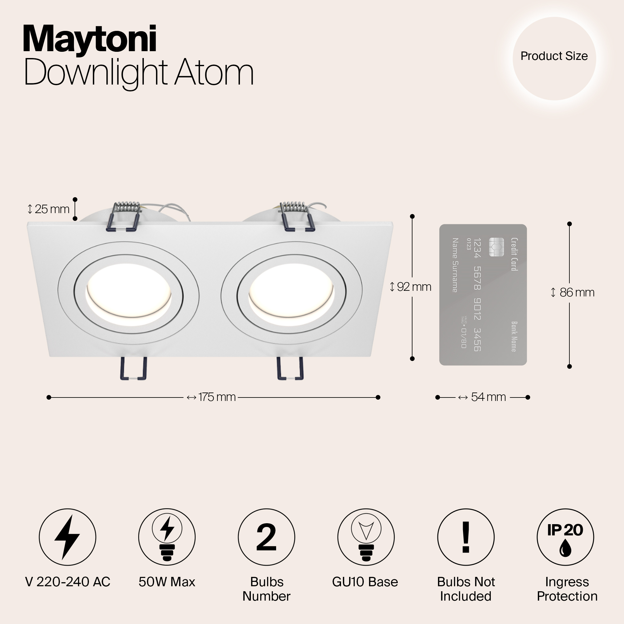 картинка Встраиваемый светильник Maytoni Atom DL024-2-02W от магазина pro-decor.kz