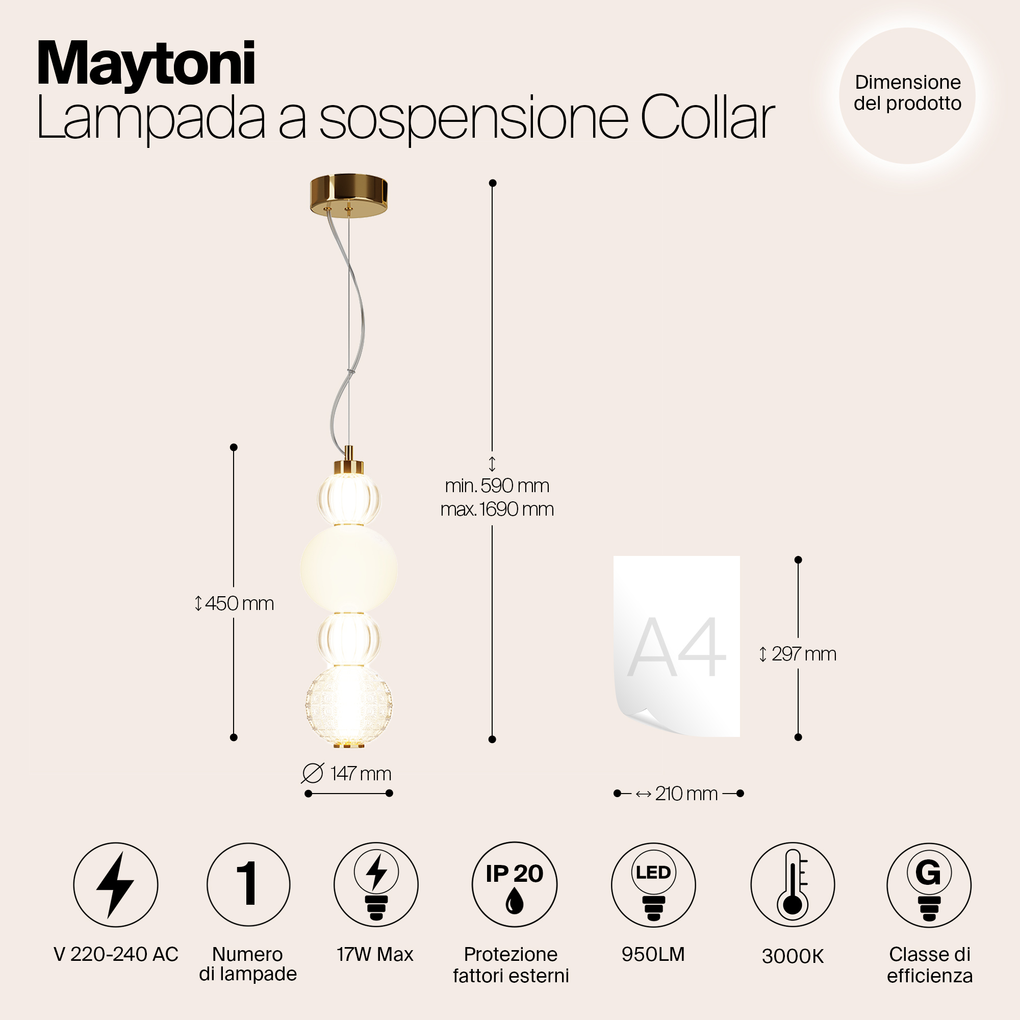 картинка Подвесной светильник Maytoni P069PL-L17G3K от магазина pro-decor.kz