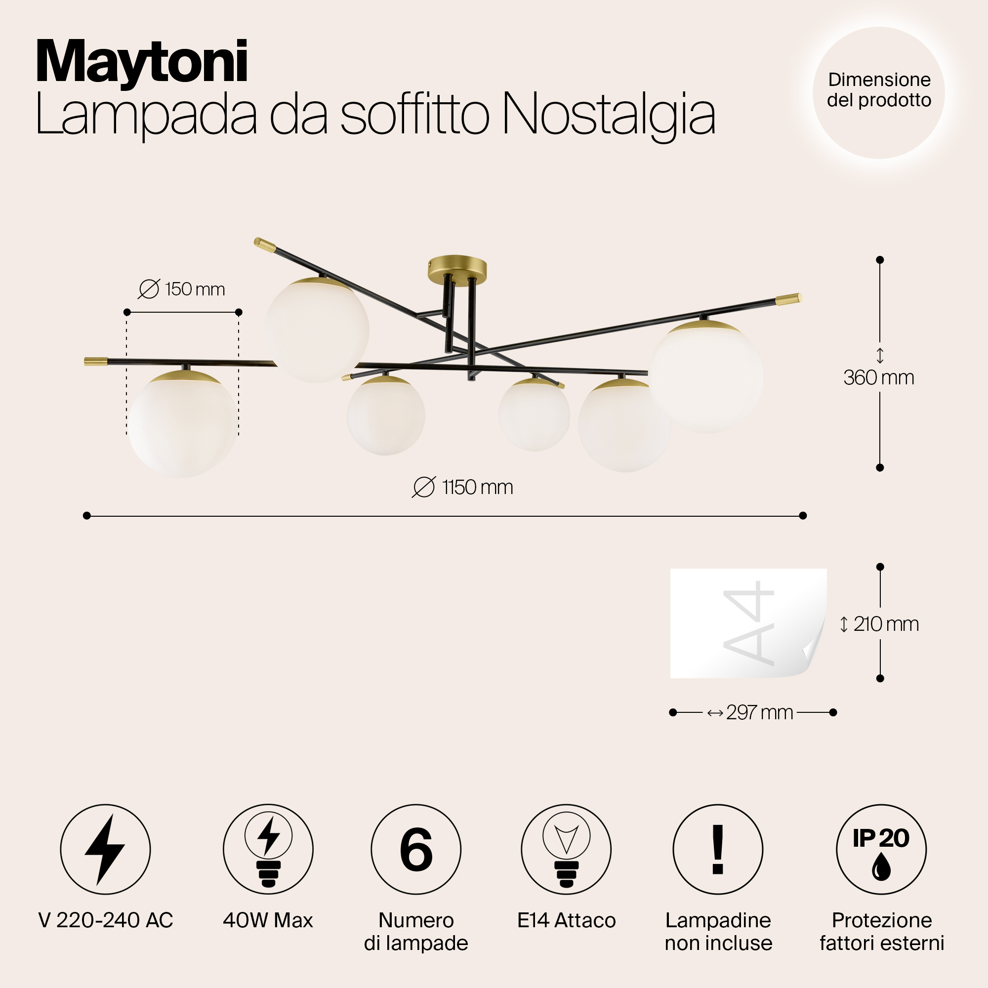 картинка Потолочная люстра Maytoni Nostalgia MOD048CL-06G от магазина pro-decor.kz