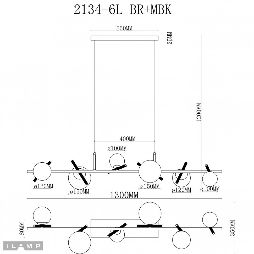 картинка Светильник подвесной iLamp Golden 2134-6L BR+MBK магазин pro-decor.kz являющийся официальным дистрибьютором в Казахстане картинка Светильник подвесной iLamp Golden 2134-6L BR+MBK от магазина pro-decor.kz