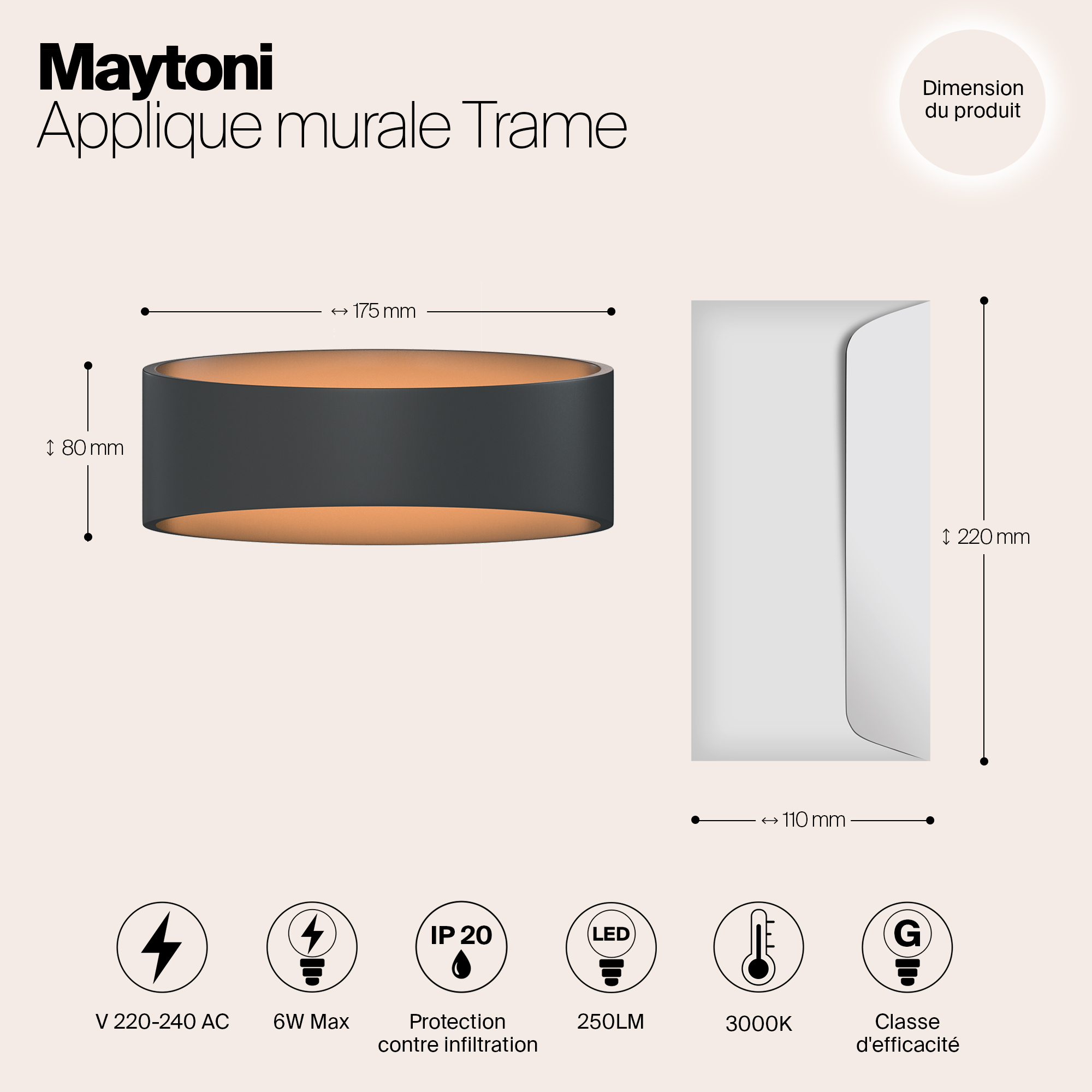картинка Настенный светодиодный светильник Maytoni Trame C806WL-L5B от магазина pro-decor.kz