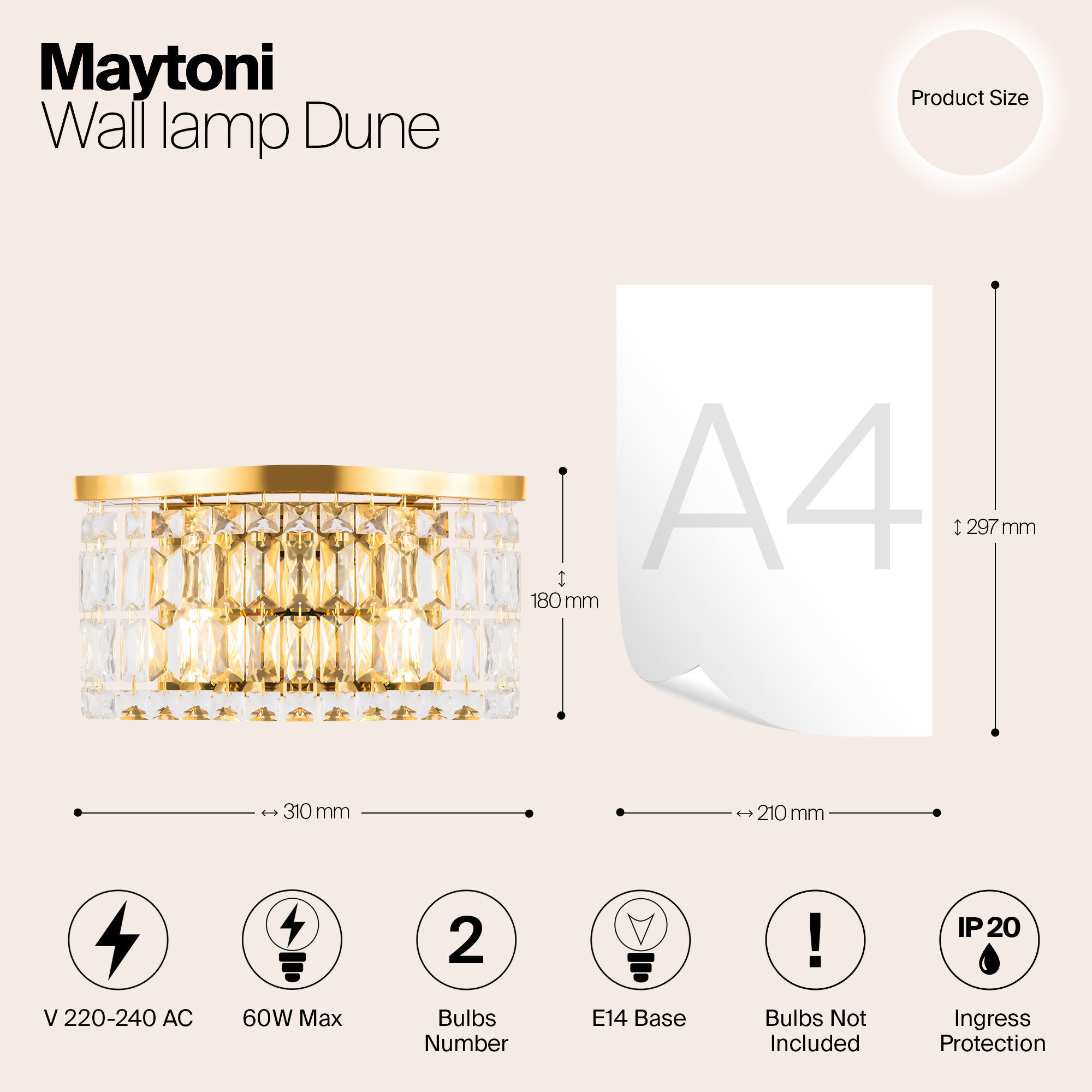 картинка Настенный светильник (бра) Maytoni DIA005WL-02G магазин pro-decor.kz являющийся официальным дистрибьютором в Казахстане картинка Настенный светильник (бра) Maytoni DIA005WL-02G от магазина pro-decor.kz