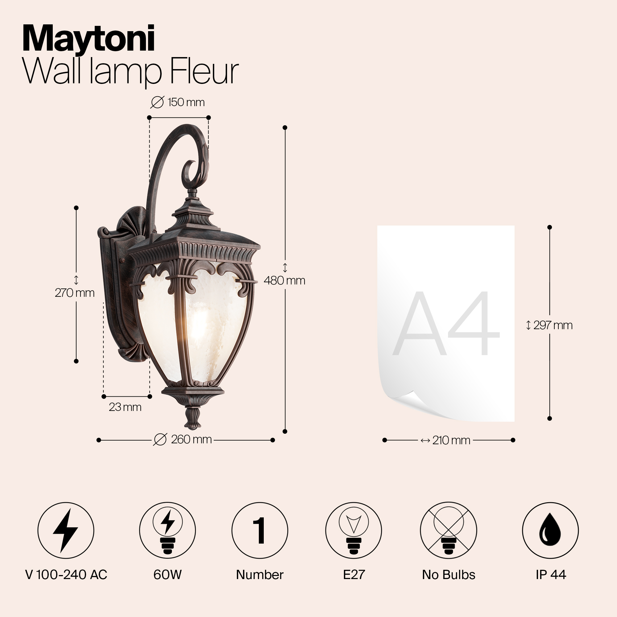 картинка Настенный светильник Maytoni Fleur O414WL-01BZ от магазина pro-decor.kz