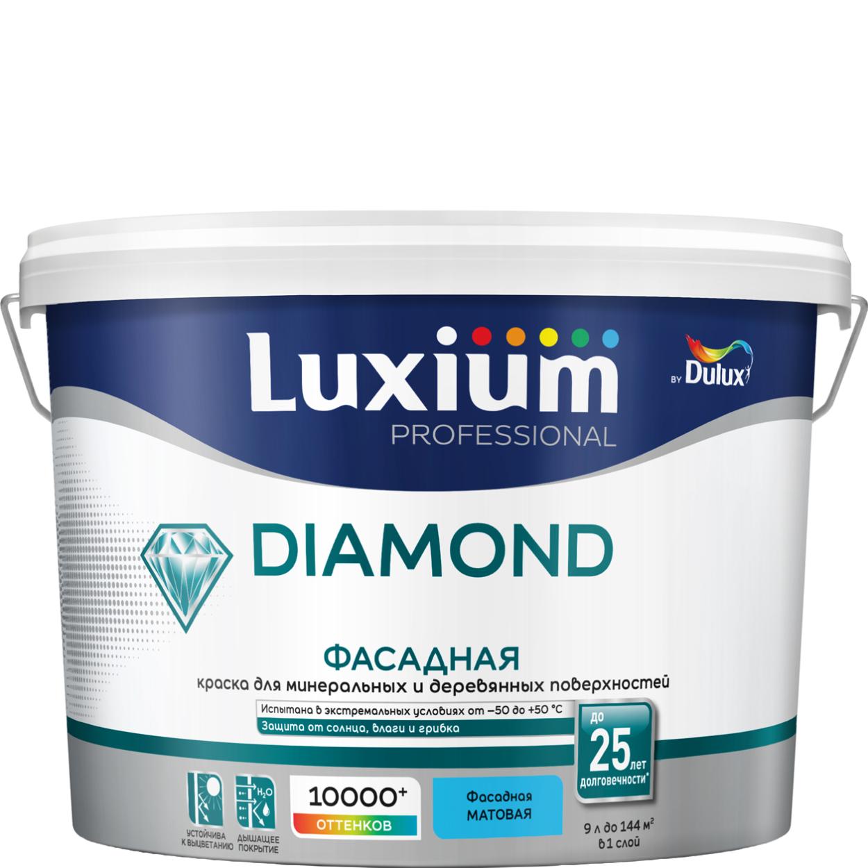 Купить Краска Luxium Prof Diamond Фасад Глад мт BW 9л Краска Luxium Prof Diamond Фасад Глад мт BW 9л
