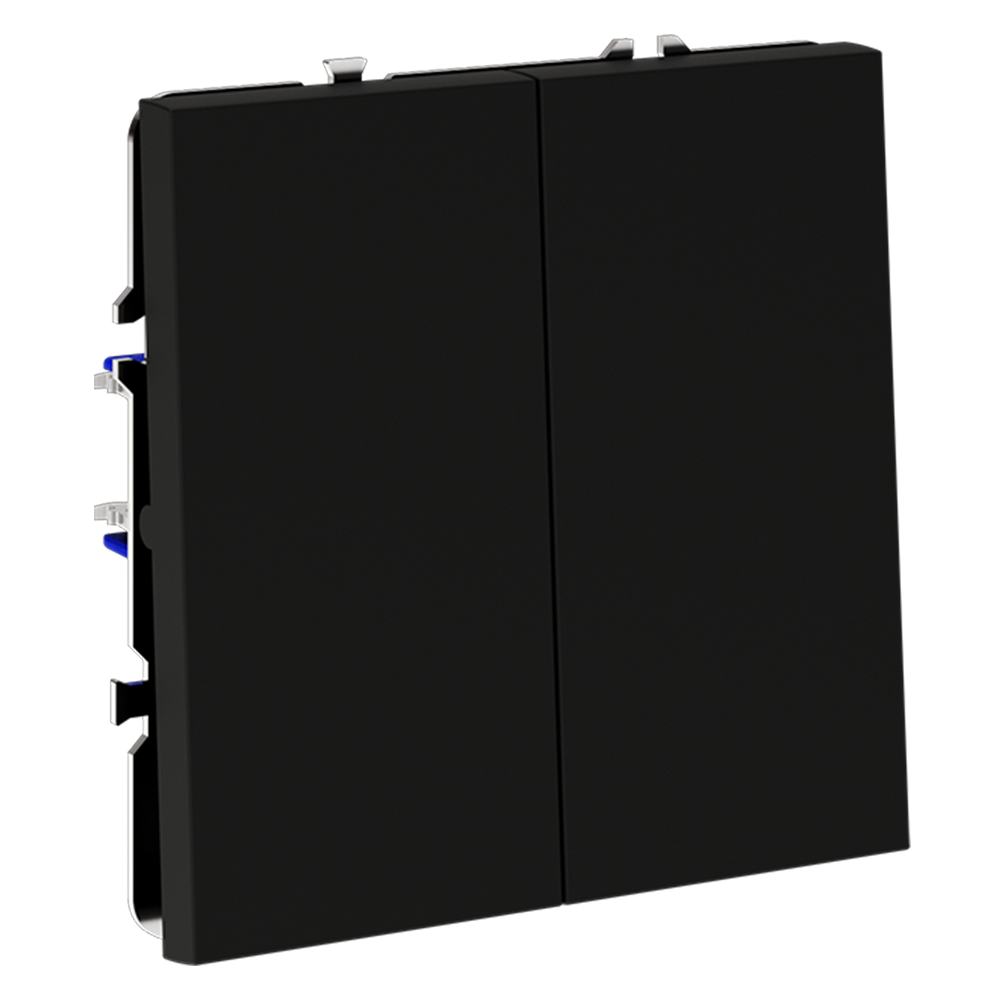 картинка Проходной переключатель встраиваемый VOLTUM S70 двухклавишный 10А, (черный матовый) VLS020308 от магазина pro-decor.kz