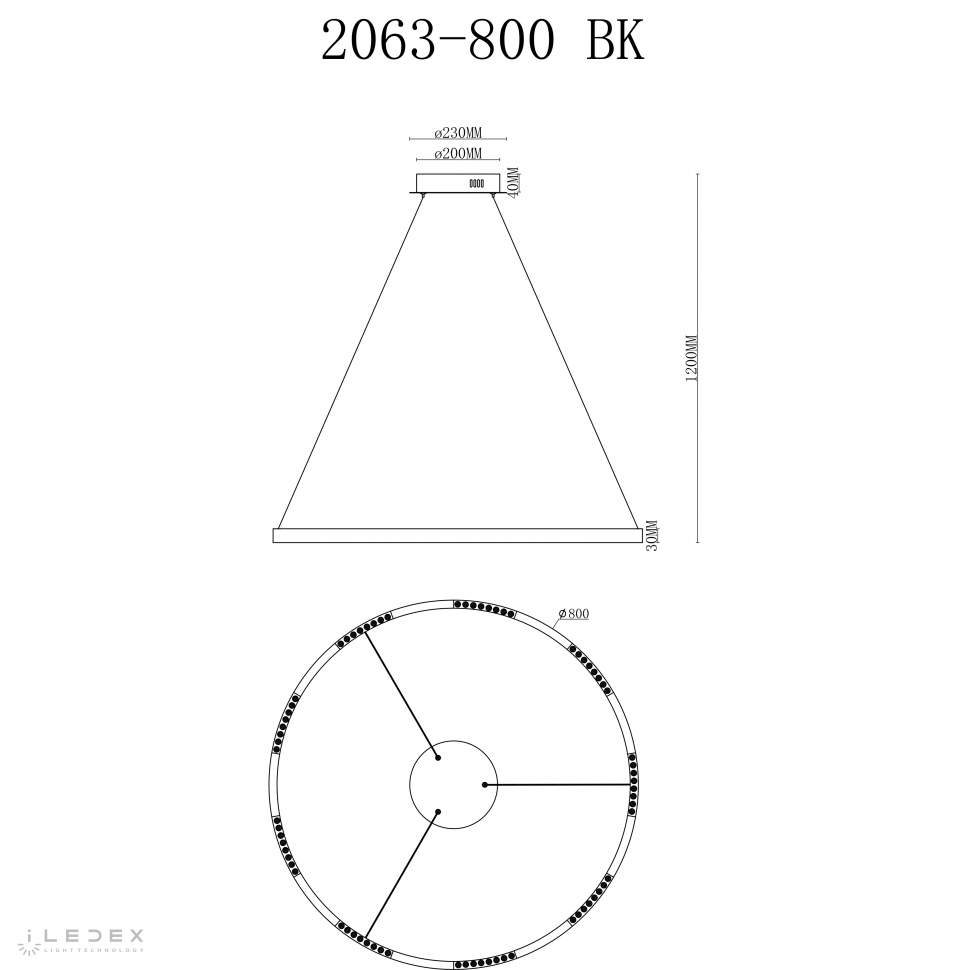 картинка Светильник подвесной iLedex Vision iLedex 2063-D800 BK магазин pro-decor.kz являющийся официальным дистрибьютором в Казахстане картинка Светильник подвесной iLedex Vision iLedex 2063-D800 BK от магазина pro-decor.kz