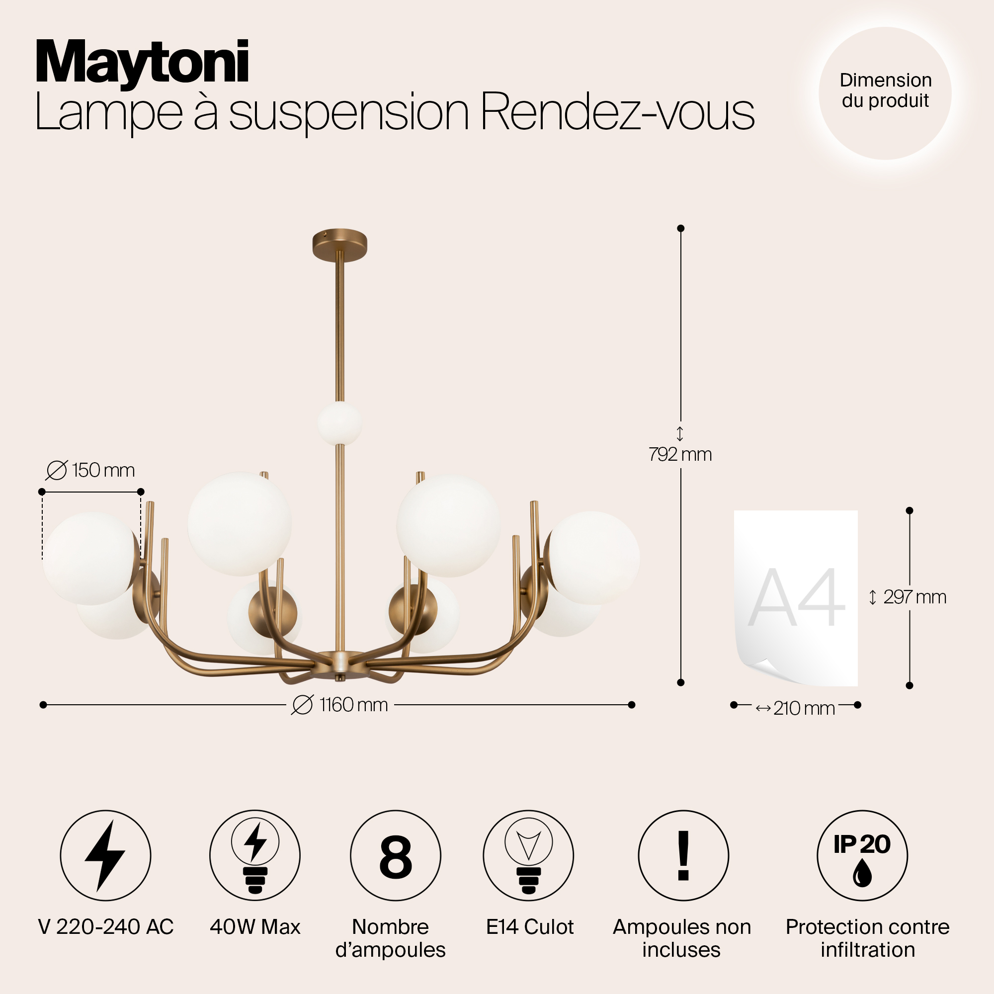 картинка Подвесной светильник Maytoni MOD109PL-08BS от магазина pro-decor.kz