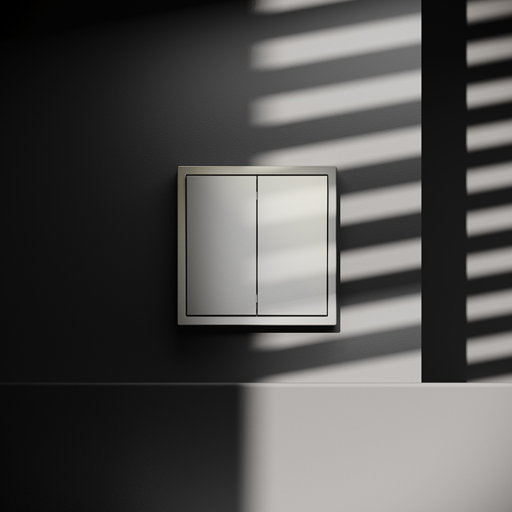 картинка Проходной переключатель встраиваемый VOLTUM S70 двухклавишный 10А, (шелк) VLS020304 от магазина pro-decor.kz